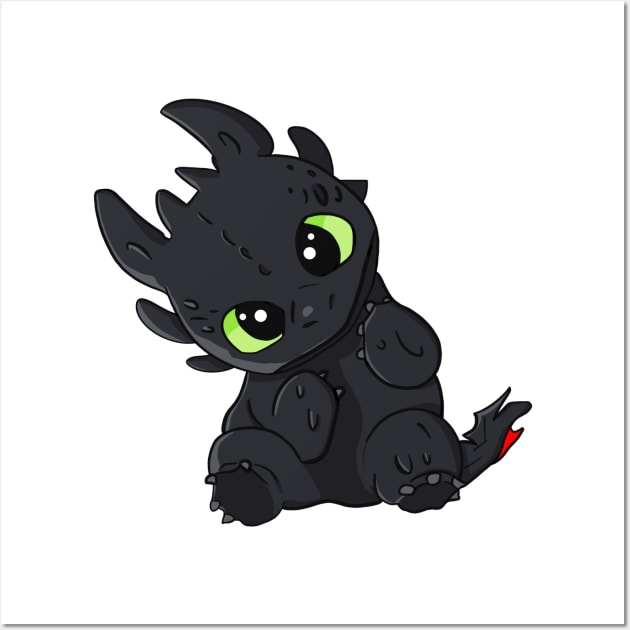 Cute baby dragon Toothless from cartoon How to train your dragon Wall Art by PrimeStore